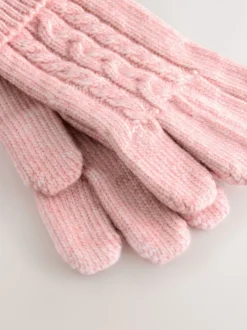Mutsen, Handschoenen En Sjaals|Next - Kabelmuts, sjaal en handschoenenset (3-16jr) Roze