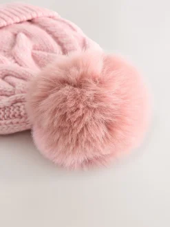 Mutsen, Handschoenen En Sjaals|Next - Kabelmuts, sjaal en handschoenenset (3-16jr) Roze