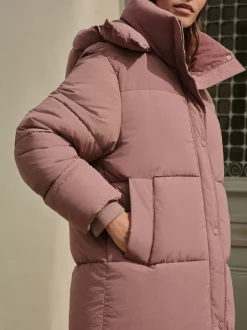 Jassen En Jacks*Next - Lange regenbestendige gewatteerde jas Roze