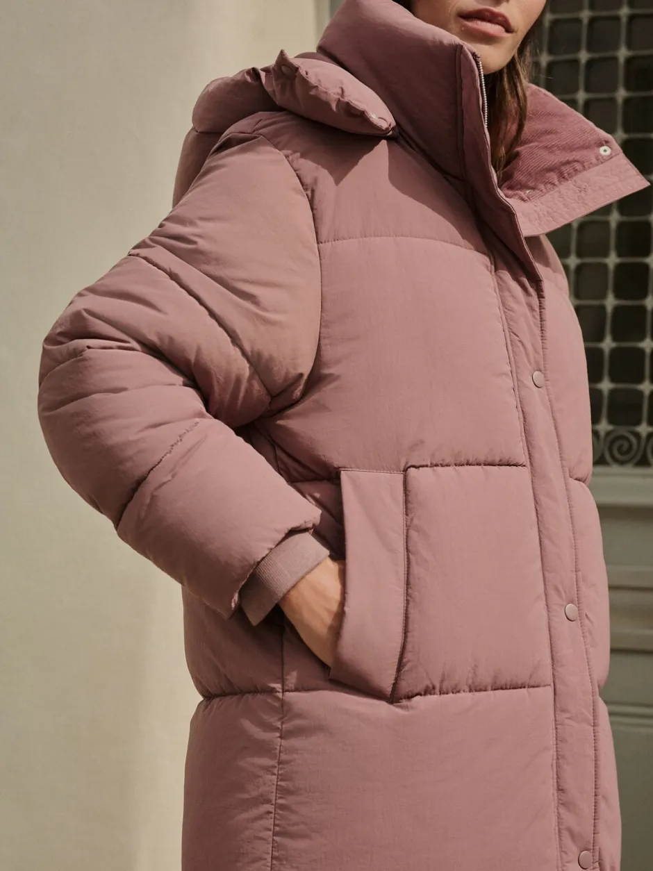 Jassen En Jacks*Next - Lange regenbestendige gewatteerde jas Roze