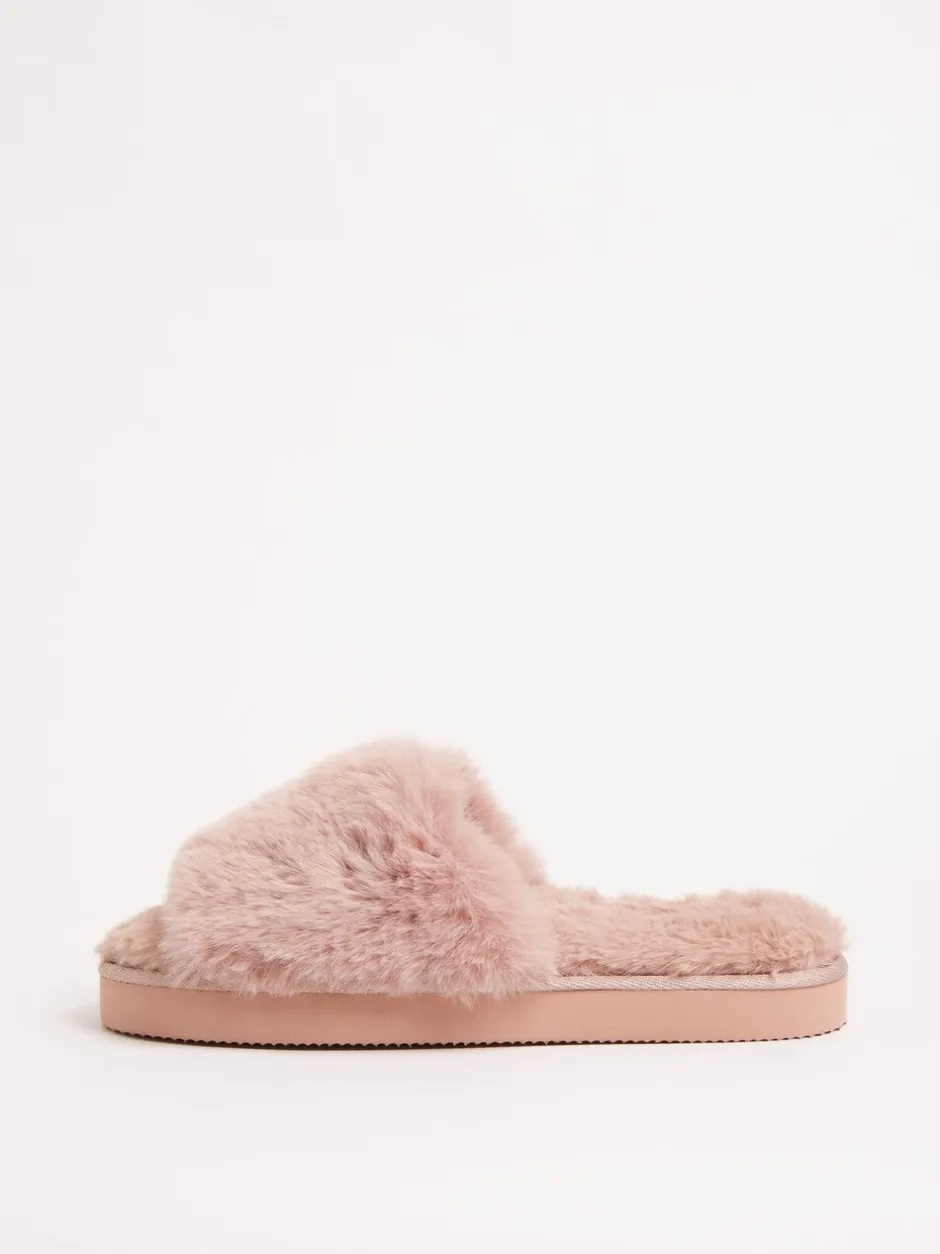 Pantoffels|Lipsy - pantoffels van imitatiebont met plateauzool voor nachtkleding Roze