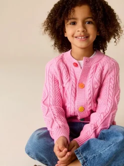 Gebreide Kleding*Little Bird by Jools Oliver - gebreid kabelvest van katoen Roze