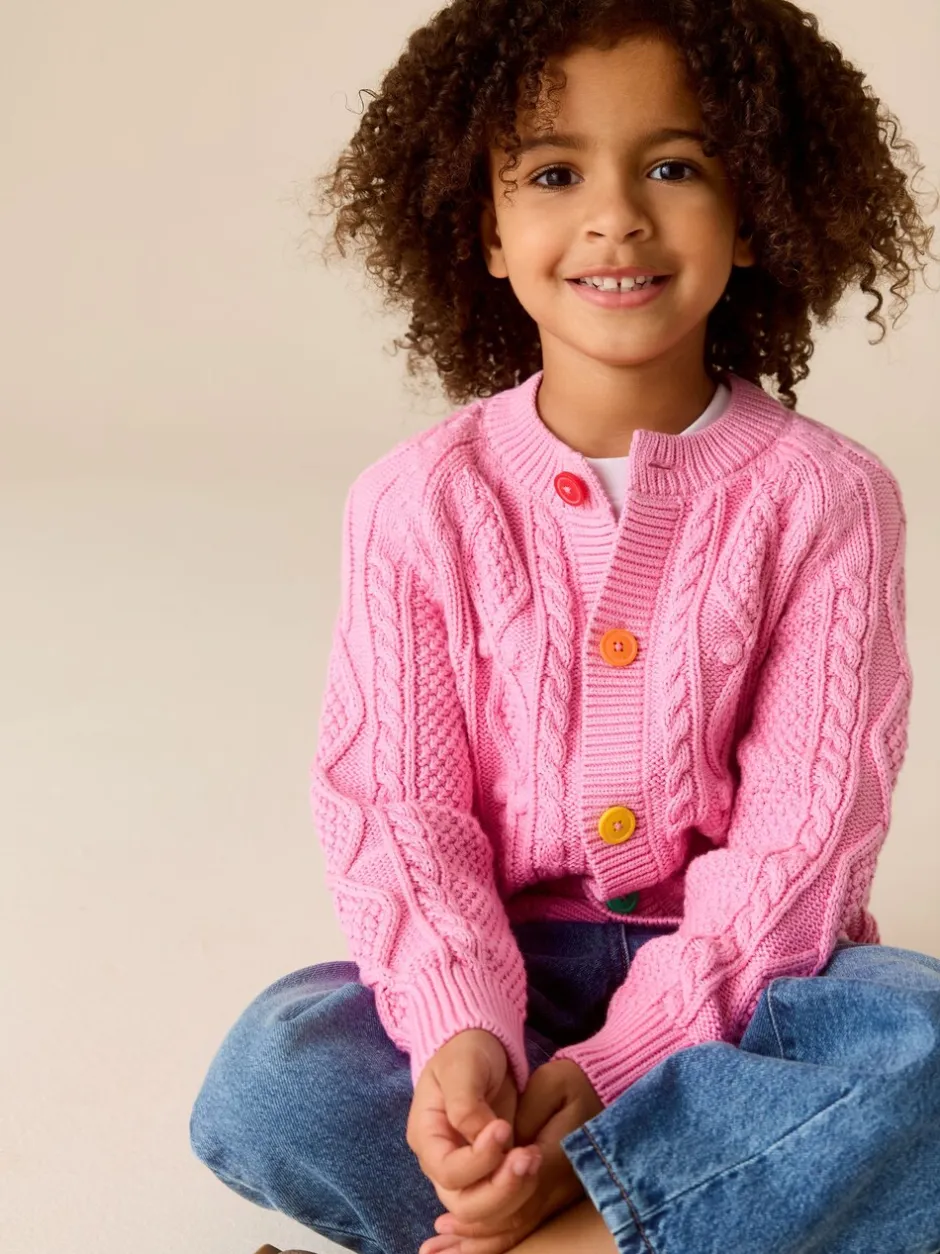 Gebreide Kleding*Little Bird by Jools Oliver - gebreid kabelvest van katoen Roze