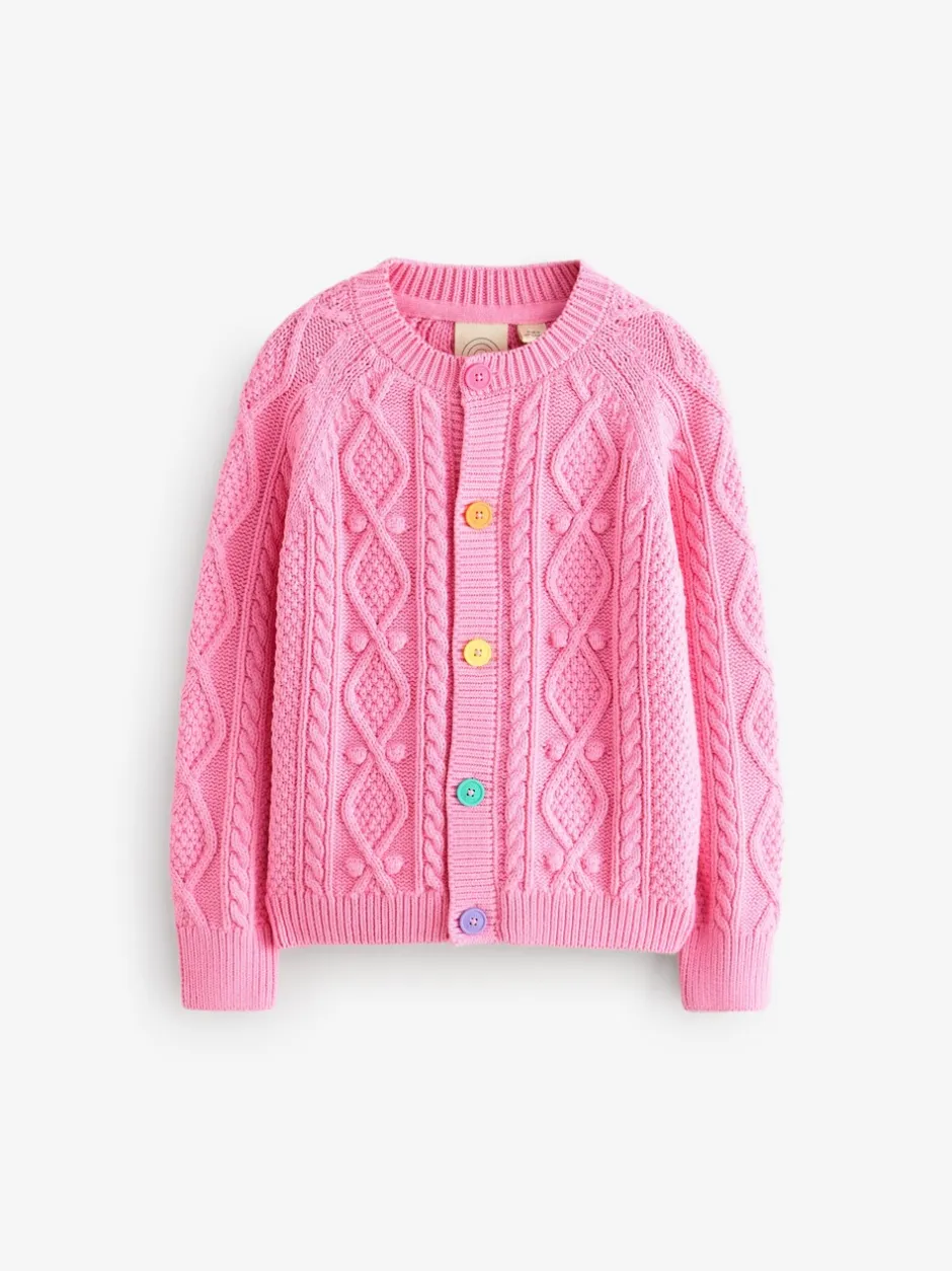 Gebreide Kleding*Little Bird by Jools Oliver - gebreid kabelvest van katoen Roze
