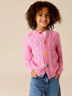 Gebreide Kleding*Little Bird by Jools Oliver - gebreid kabelvest van katoen Roze