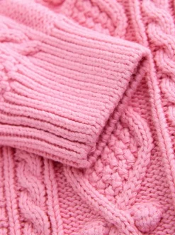 Gebreide Kleding*Little Bird by Jools Oliver - gebreid kabelvest van katoen Roze