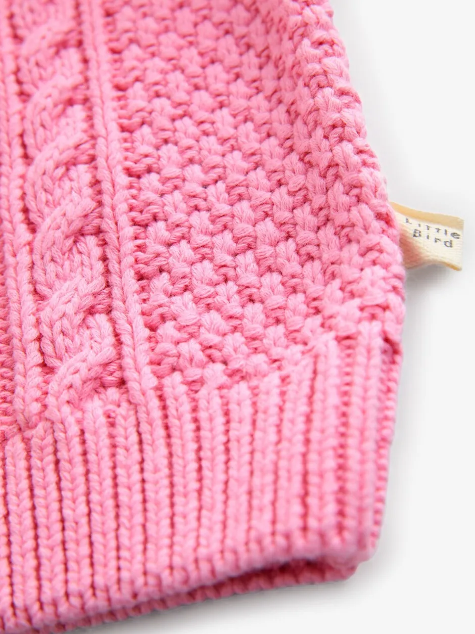 Gebreide Kleding*Little Bird by Jools Oliver - gebreid kabelvest van katoen Roze