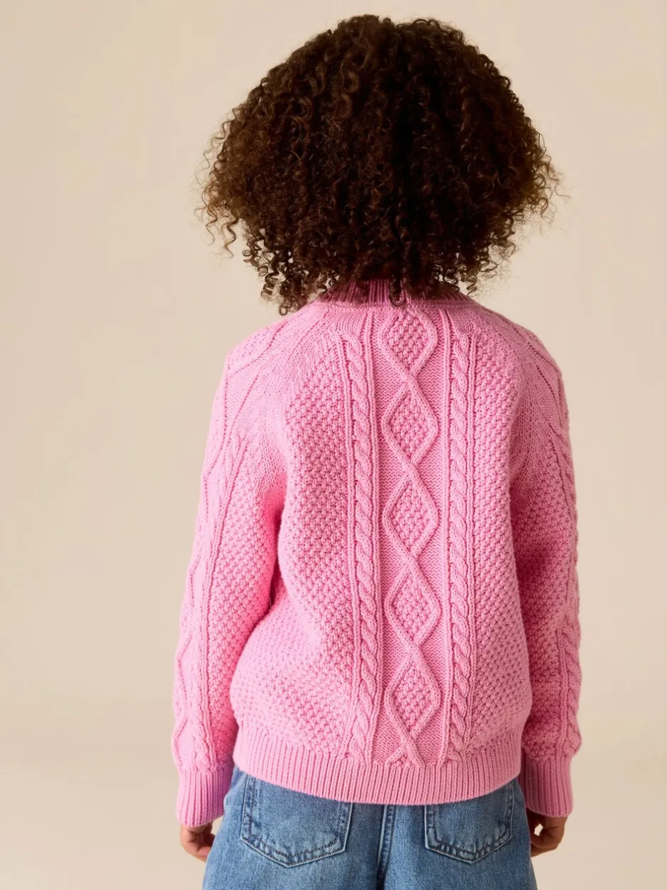 Gebreide Kleding*Little Bird by Jools Oliver - gebreid kabelvest van katoen Roze
