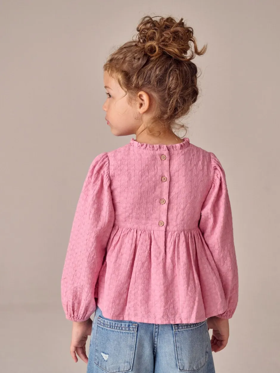 Overhemden En Blouses|Tops*Next - Long Sleeve Ruffle Blouse (3-16yrs) Roze
