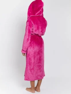 Badjassen*Loungeable Roze - Christmas Ribbon Trim Luxury Fleece Hooded Maxi Robe