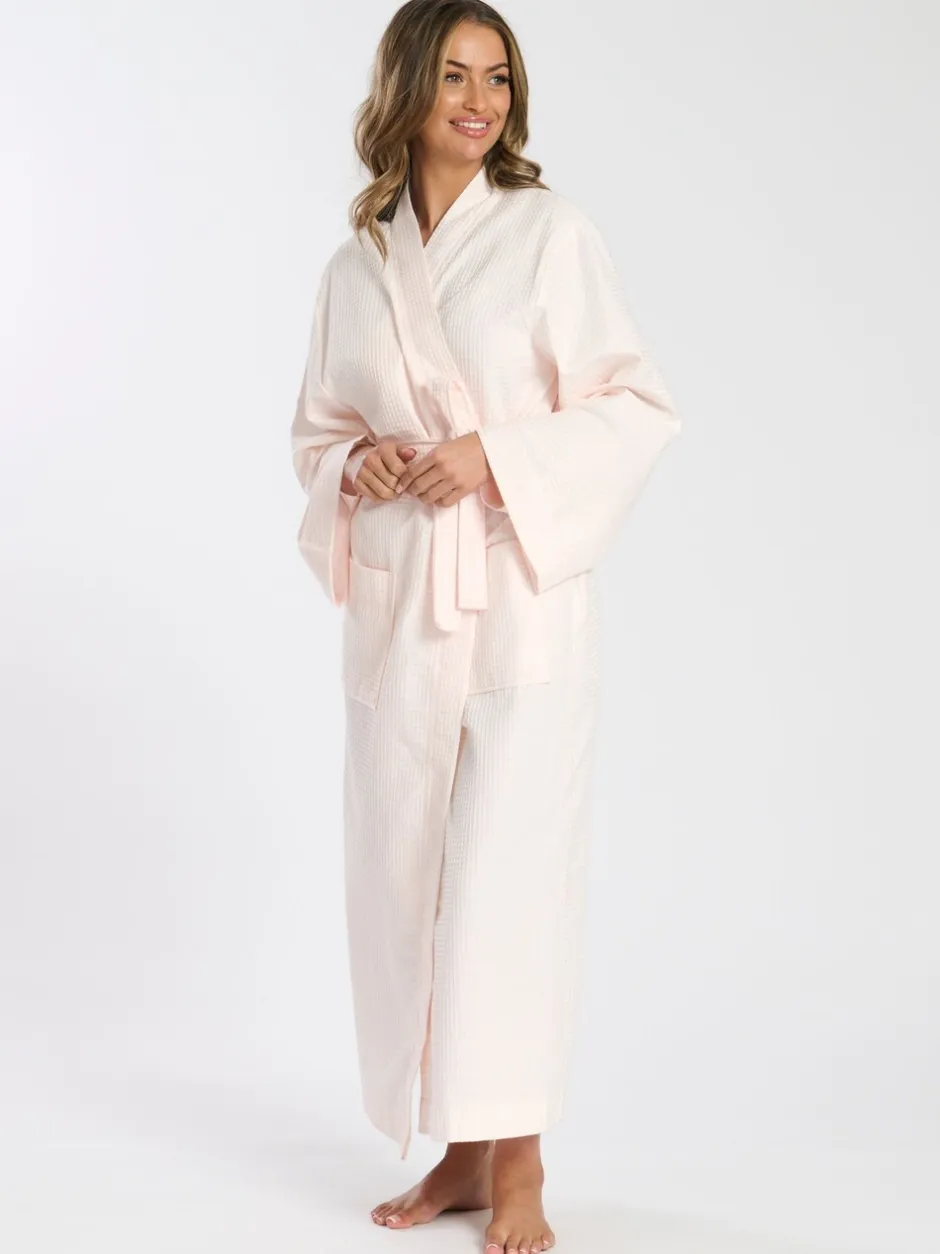 Badjassen*Loungeable - Waffle 100% Cotton Robe Roze