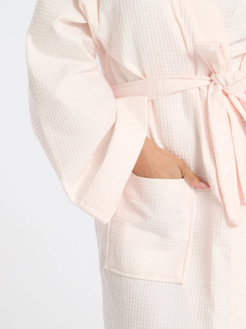 Badjassen*Loungeable - Waffle 100% Cotton Robe Roze
