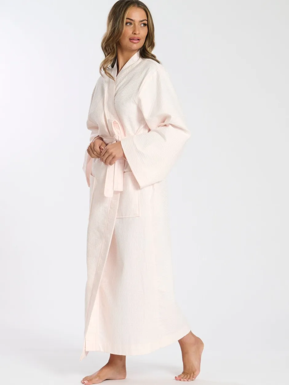 Badjassen*Loungeable - Waffle 100% Cotton Robe Roze