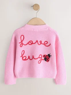 Gebreide Kleding*Next Roze - Love Bug Cardigan (3mths-7yrs)