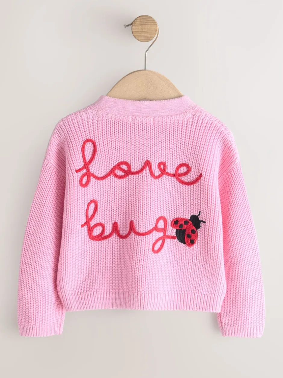 Gebreide Kleding*Next Roze - Love Bug Cardigan (3mths-7yrs)