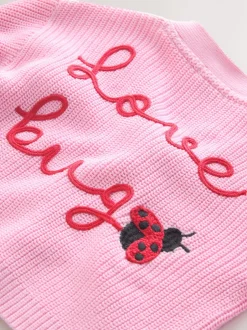 Gebreide Kleding*Next Roze - Love Bug Cardigan (3mths-7yrs)