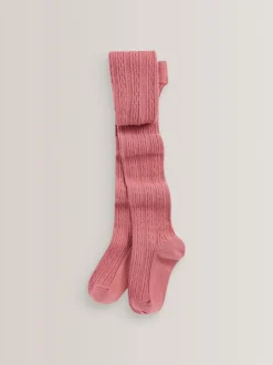 Sokken En Panty's|Next Roze - Maillot met hoog katoengehalte en kabelpatroon
