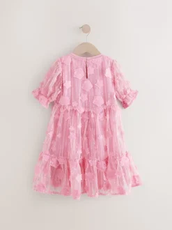 Jurken|Next - Mesh bloemen pailletten feestelijke jurkjes (3-16jaar) Roze