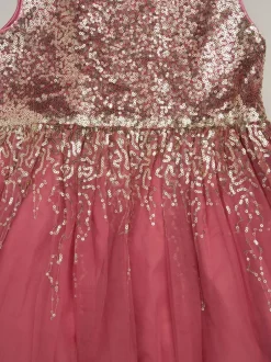 Gelegenheidskleding*Miss - Waterfall Sequin Dress and Faux Fur Bolero Set Roze
