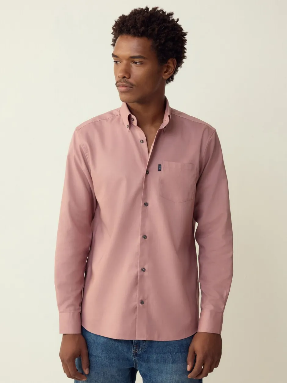 Shirts|Next Roze - Normale Pasvorm - Gemakkelijk te strijken Oxford overhemd met doorlopende knopen