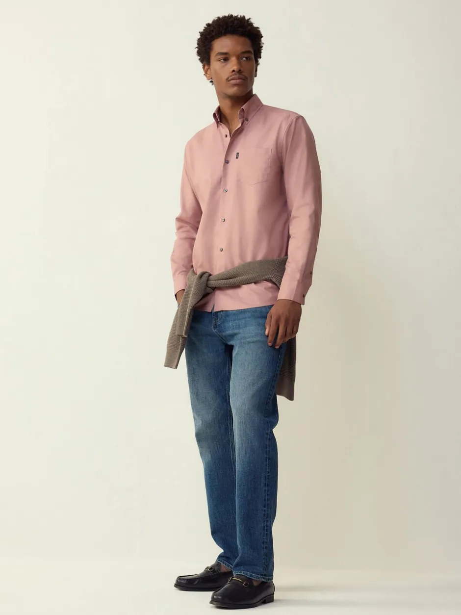 Shirts|Next Roze - Normale Pasvorm - Gemakkelijk te strijken Oxford overhemd met doorlopende knopen