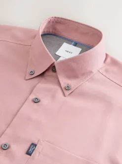 Shirts|Next Roze - Normale Pasvorm - Gemakkelijk te strijken Oxford overhemd met doorlopende knopen