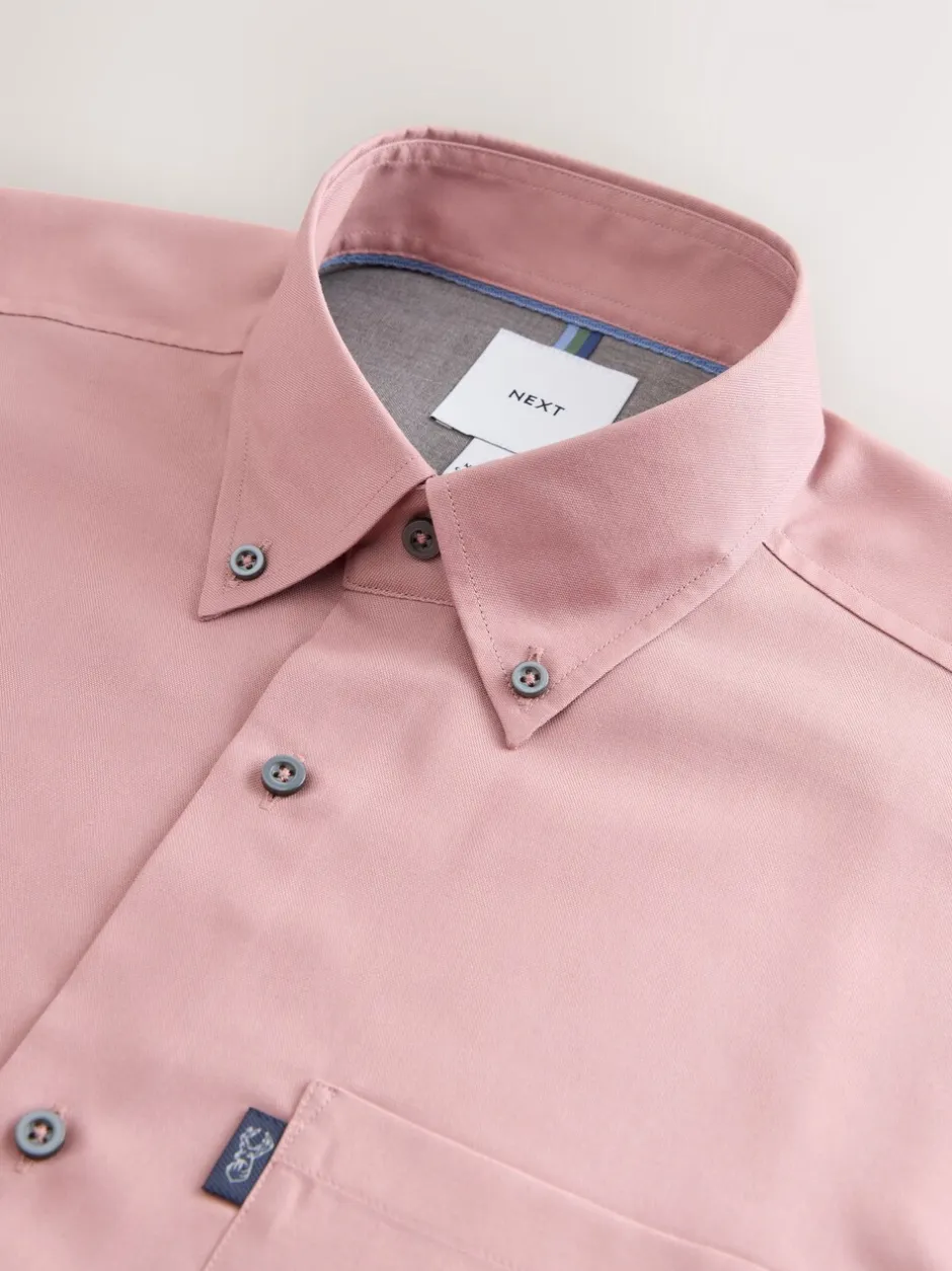 Shirts|Next Roze - Normale Pasvorm - Gemakkelijk te strijken Oxford overhemd met doorlopende knopen