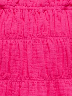 Overhemden En Blouses|ONLY KIDS - Textured Short Sleeve Puff Sleeve Blouse Roze