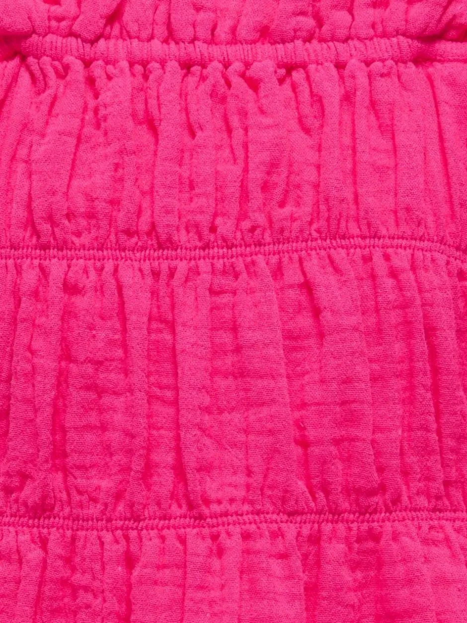 Overhemden En Blouses|ONLY KIDS - Textured Short Sleeve Puff Sleeve Blouse Roze