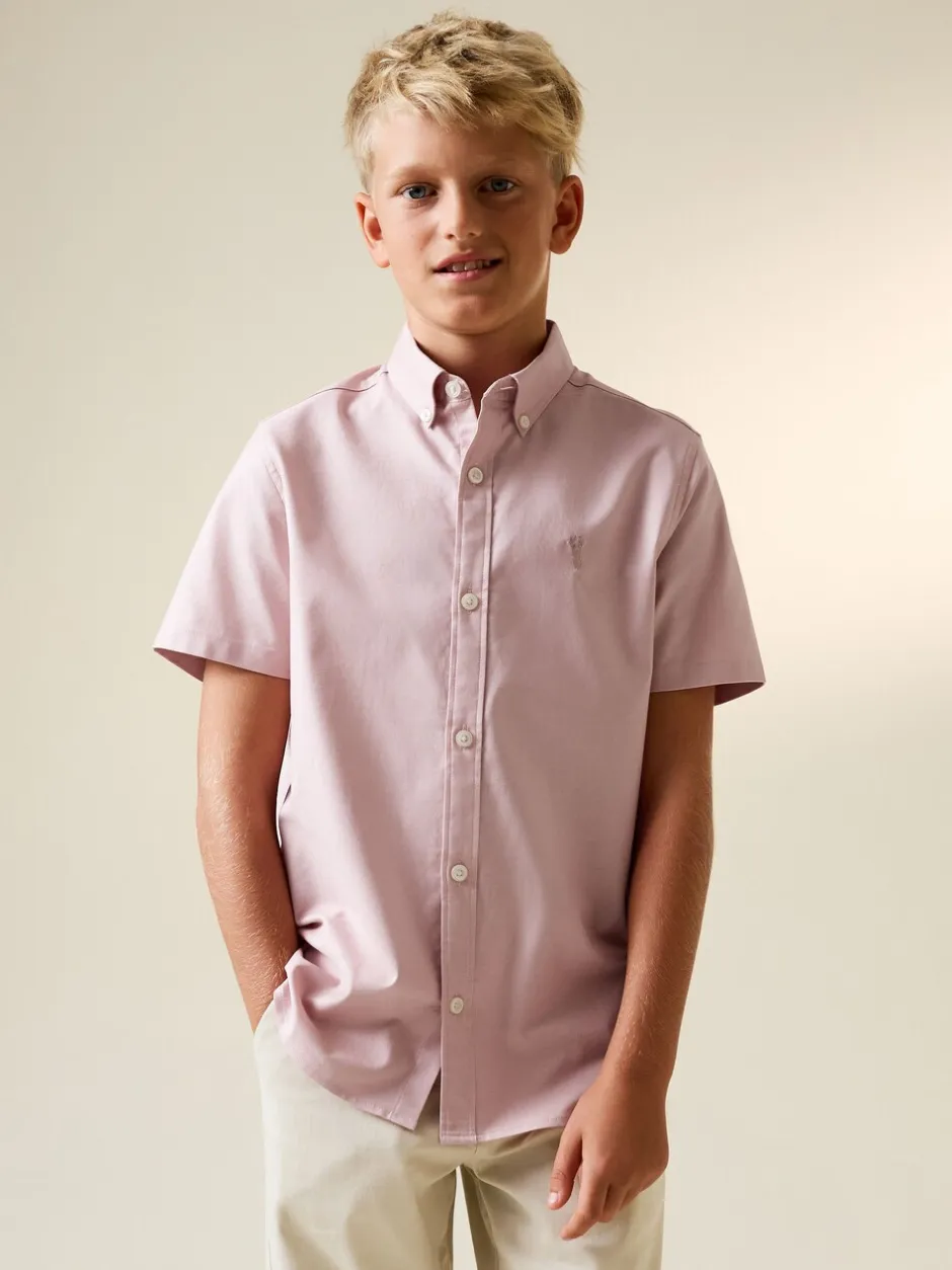 Shirts*Next Roze - Oxford-overhemd met korte mouwen mouwen en hoog aandeel katoen (3-16 jr)