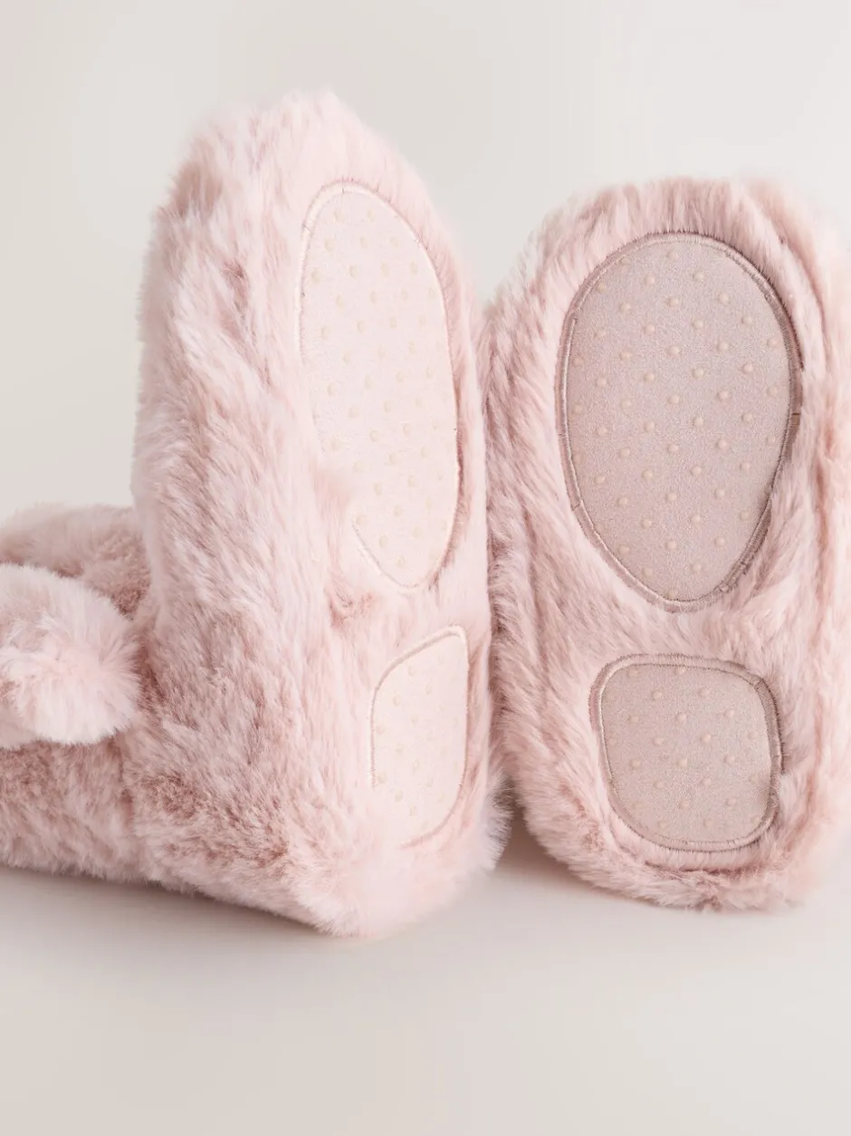 Pantoffels*Next Roze - Pantoffellaarzen van imitatiebont met konijntjes