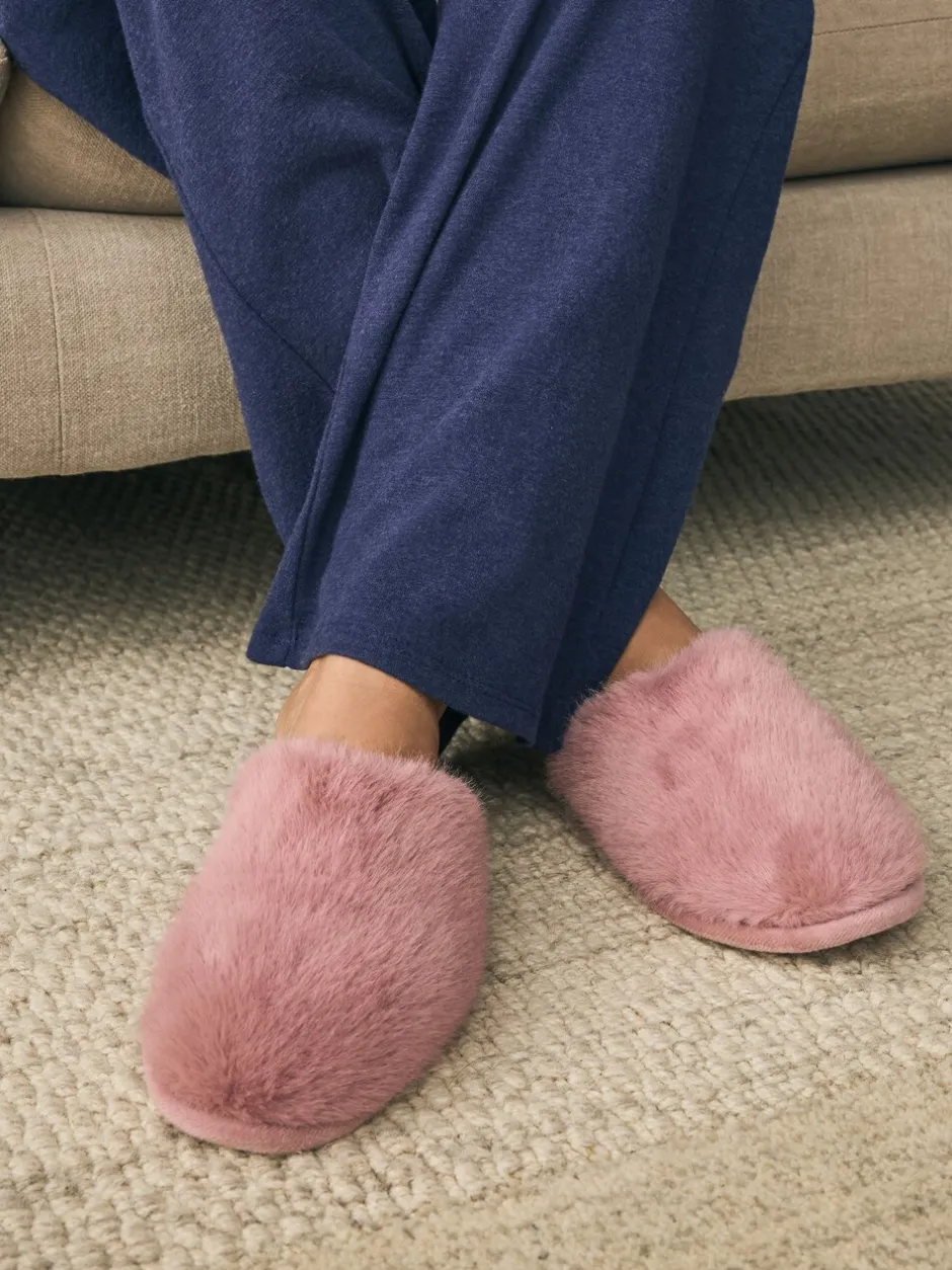 Pantoffels|Next - Pantoffels met imitatiebont Roze