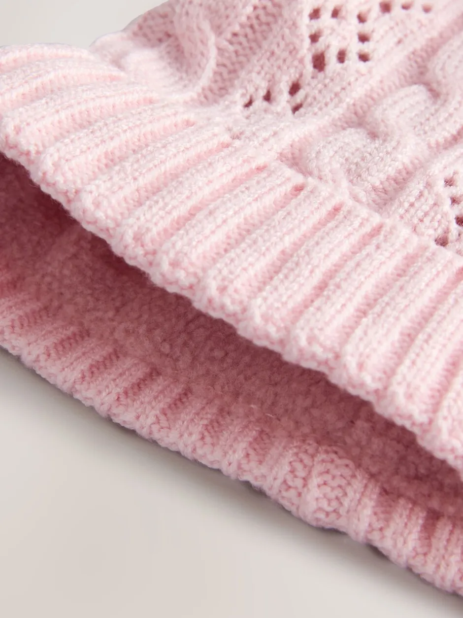 Mutsjes En Antikrabwantjes|Mutsen, Handschoenen En Sjaals*Next - Pointelle kabelgebreide muts met pompon (0mnd-2jr) Roze