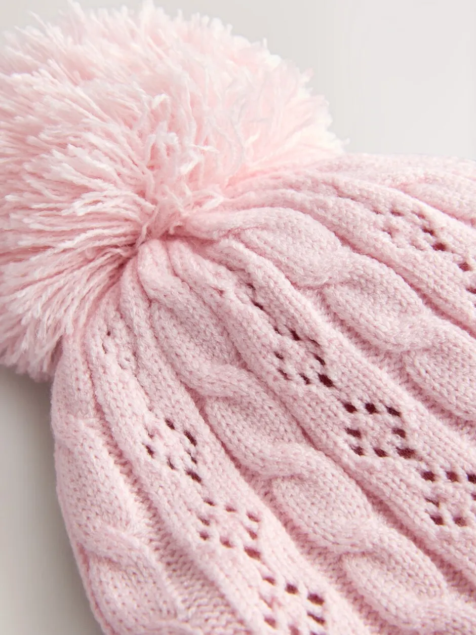 Mutsjes En Antikrabwantjes|Mutsen, Handschoenen En Sjaals*Next - Pointelle kabelgebreide muts met pompon (0mnd-2jr) Roze