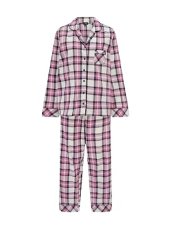 Pyjama's|Loungewear|Pour Moi - geschenkset van behaaglijke geborsteld katoenen pyjama met ruit Roze
