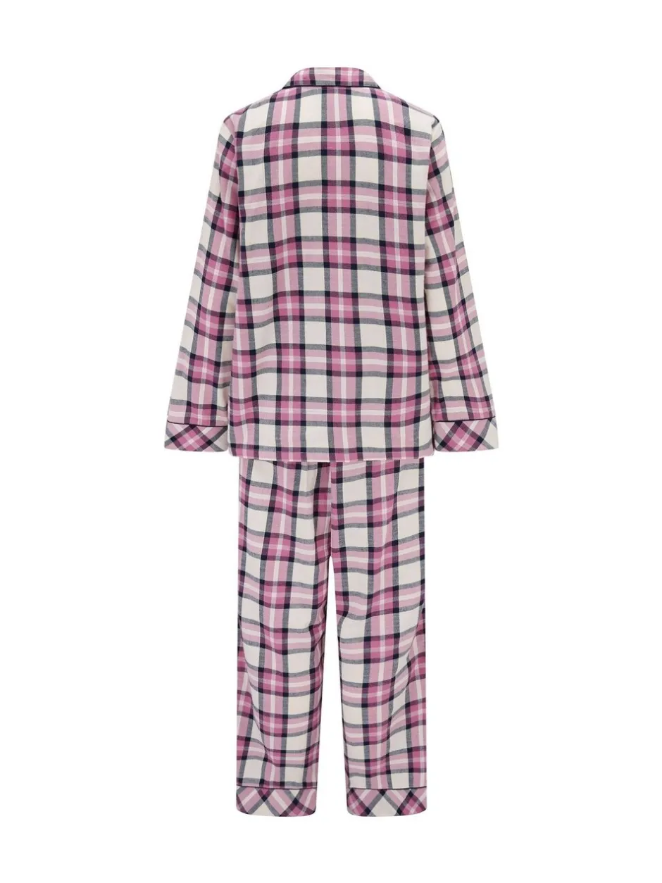 Pyjama's|Loungewear|Pour Moi - geschenkset van behaaglijke geborsteld katoenen pyjama met ruit Roze