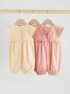 Rompertjes En Tuinbroeken*Next Roze - Print Baby Rompers 3 Pack