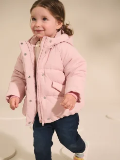 Jassen, Jacks En Kinderwagenpakjes|Jassen En Jacks*Next - Regenbestendige gewatteerde jas met imitatiebontvoering (3mnd-7jr) Roze
