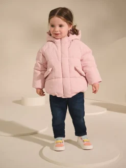 Jassen, Jacks En Kinderwagenpakjes|Jassen En Jacks*Next - Regenbestendige gewatteerde jas met imitatiebontvoering (3mnd-7jr) Roze