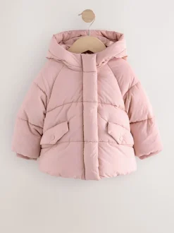Jassen, Jacks En Kinderwagenpakjes|Jassen En Jacks*Next - Regenbestendige gewatteerde jas met imitatiebontvoering (3mnd-7jr) Roze