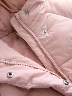 Jassen, Jacks En Kinderwagenpakjes|Jassen En Jacks*Next - Regenbestendige gewatteerde jas met imitatiebontvoering (3mnd-7jr) Roze