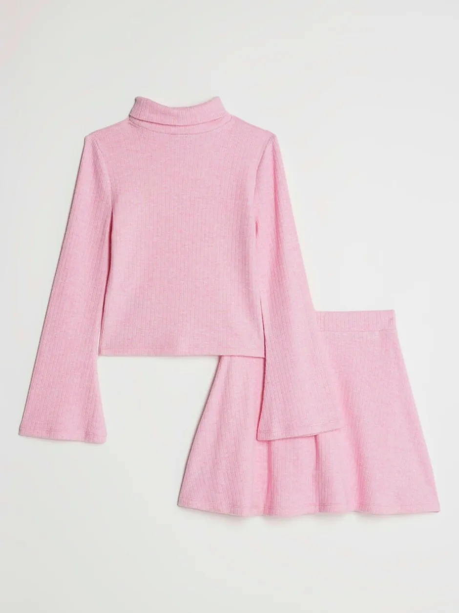 Shorts En Rokken|River Island - Girls Cosy Long Sleeve Top and Skort Set Roze