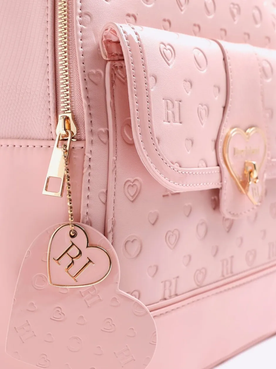 Tassen|River Island - Heart Lock Pocket Backpack Roze
