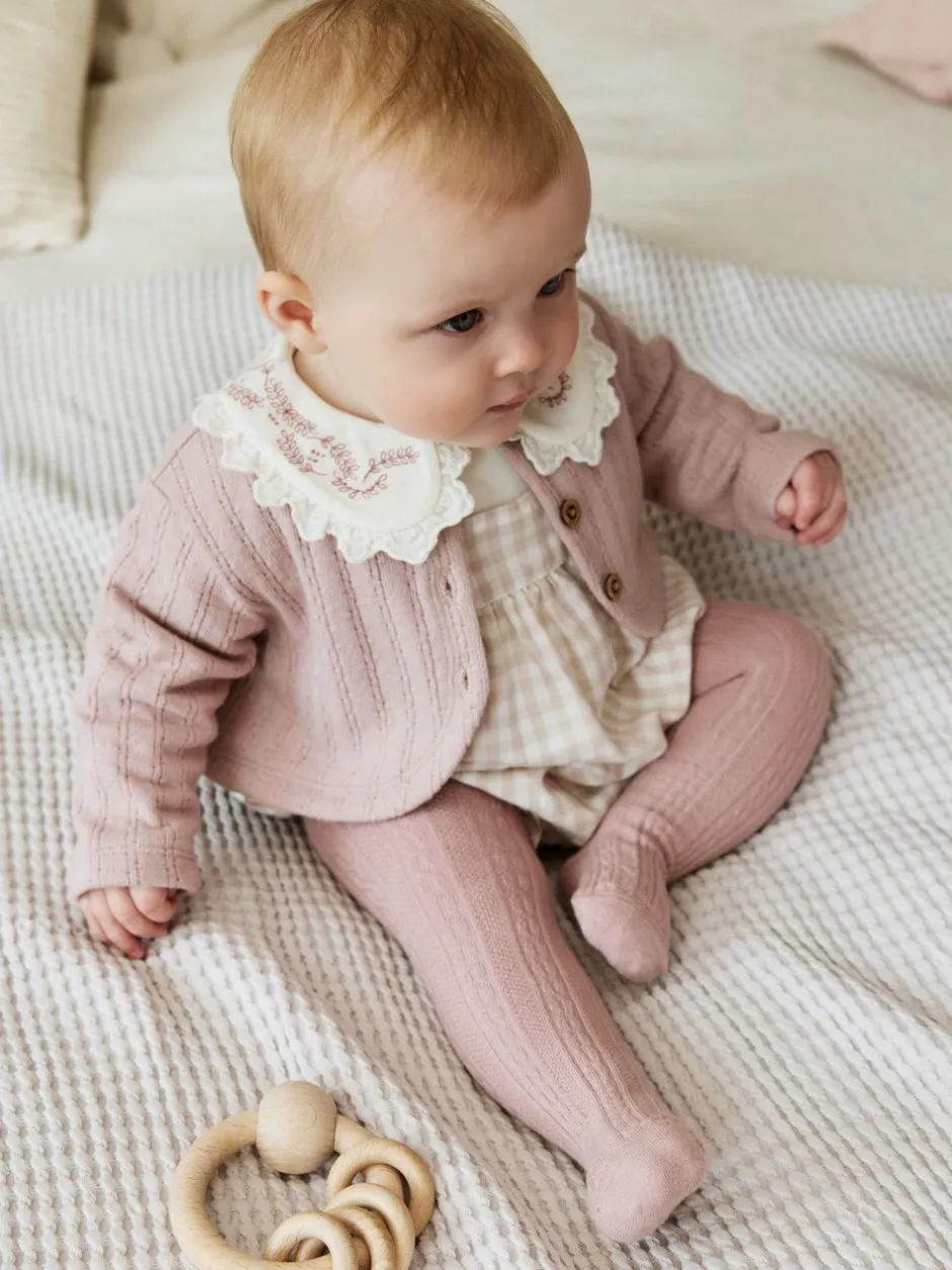 Rompertjes En Tuinbroeken|Babypakjes En Babypyjama's*Next Roze - Rompertje met lange mouwen, bodysuit, vest en panty 4 -delige set (0maanden -2jaar)