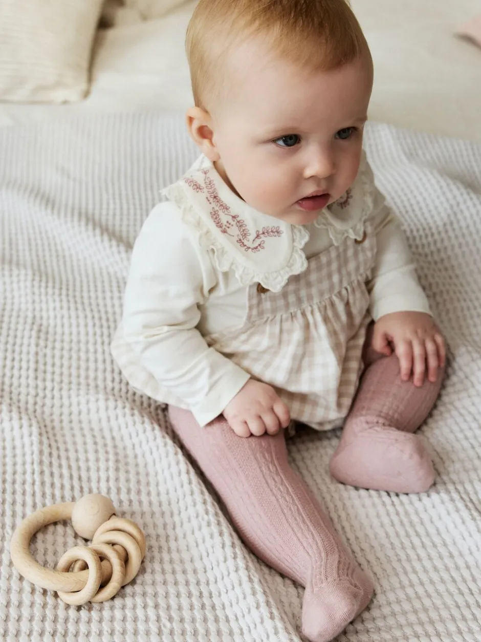 Rompertjes En Tuinbroeken|Babypakjes En Babypyjama's*Next Roze - Rompertje met lange mouwen, bodysuit, vest en panty 4 -delige set (0maanden -2jaar)