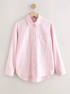 Blouses En Overhemden|Tops En T-Shirts|Next - Ruimvallend 100% katoenen button-down casual overhemd met lange mouwen Roze