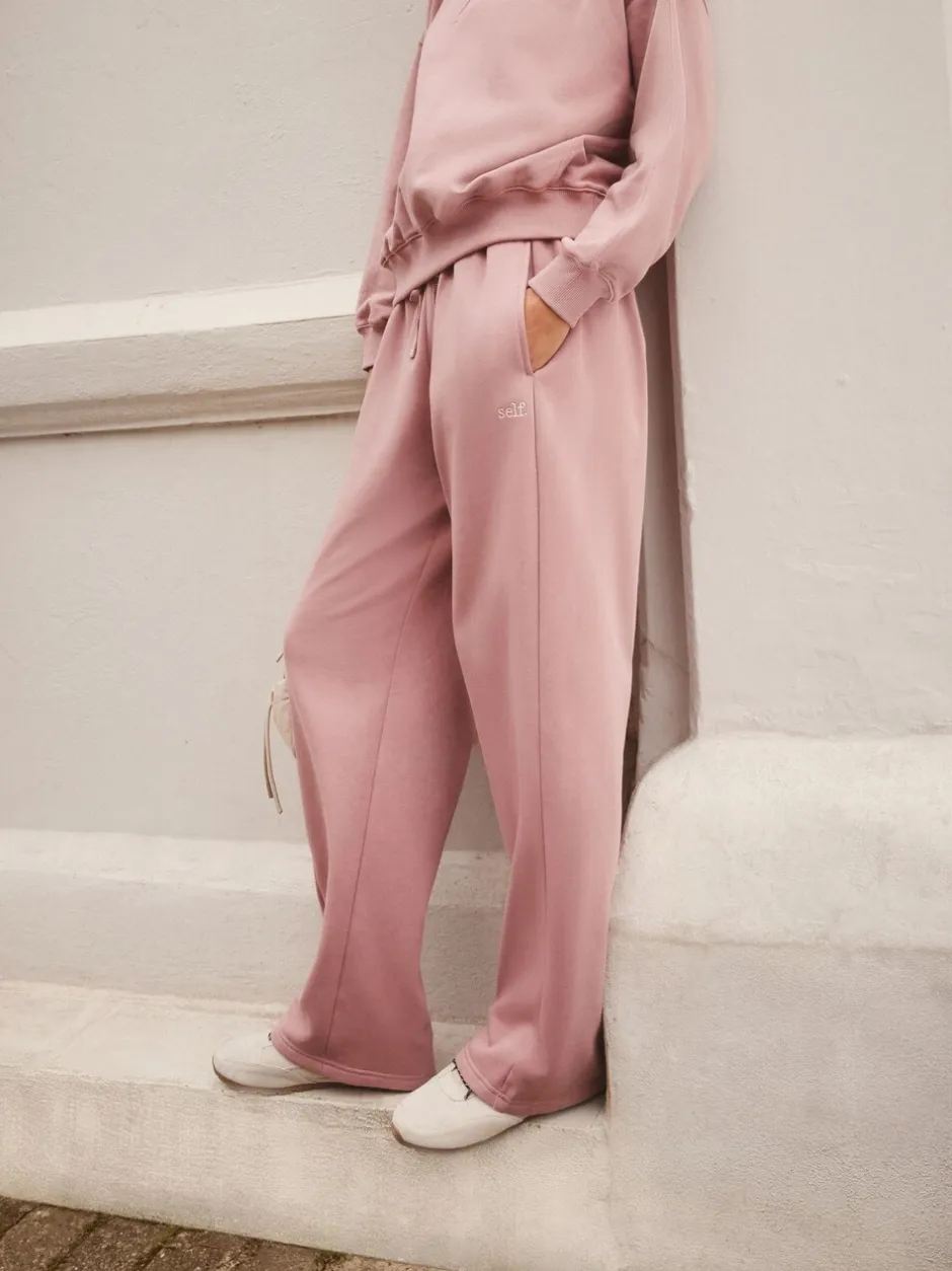 Leggings En Joggingbroeken|self. Roze - joggingbroek met wijde pijpen