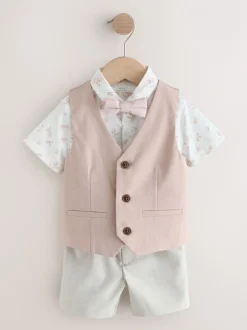 Kostuums En Herenvesten*Next Roze - Set met gilet, overhemd, korte broek & stropdas (3mnd-9jr)