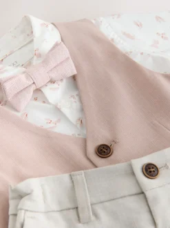 Kostuums En Herenvesten*Next Roze - Set met gilet, overhemd, korte broek & stropdas (3mnd-9jr)