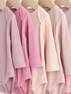 Rompertjes En Hemdjes|Next Roze - Set van 5 babyrompertjes met lange mouwen